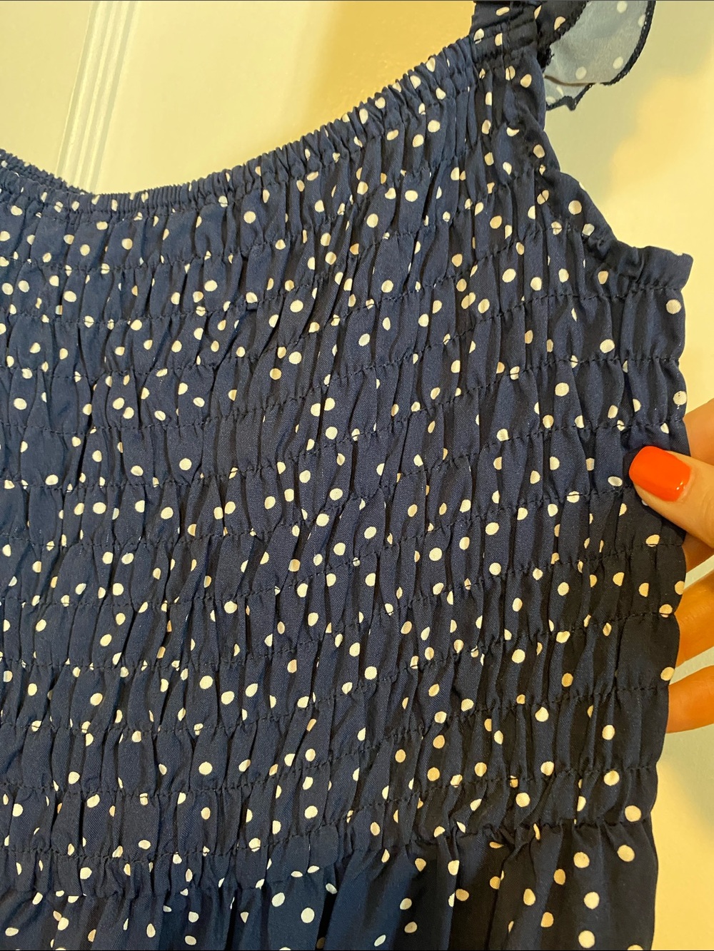 NWOT FAPPAREL navy blue and white polka dot dress size size L - Picture 9 of 16